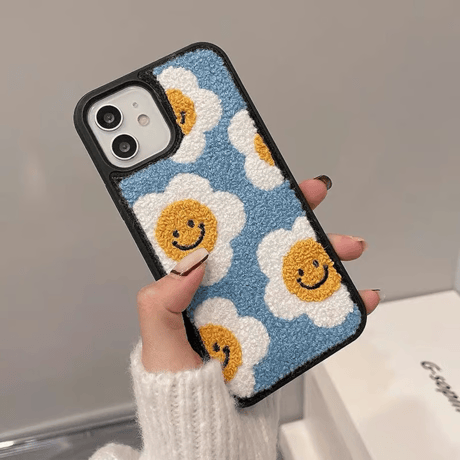 笑顔の花 iphone16/15/14proケース 刺繍入り可愛い iphone13/12/11カバー   綺麗 秋冬アイテム ガールズ向け 頑丈 M1078