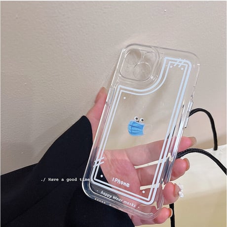 マスク顔 iphone13/12proカバー   可愛い透明アイフォン11/xrケース  面白い プレゼントにおすすめ 使いやすい[M1717]