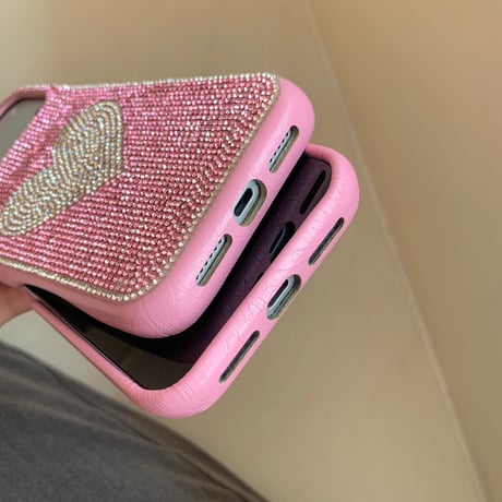 ダイヤデコ iPhone17pro/17ケース ハート iPhone16promax/15pro/14ケース  女子力高い キラキラ感たっぷり[M6198]