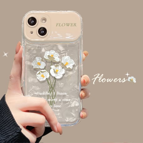 ミラー付花束 iPhone17/16Pro/15/14/13ケース 貝殻紋 真珠ストラップ アイフォン12/11proカバー オシャレ かわいい レンズカバー付 スタンド[M3034]