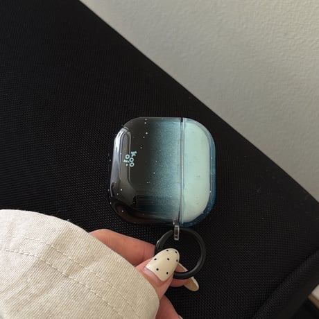 グラデーションブルー Airpods Pro3ケース 光沢感 Airpods4/3カバー pro2/pro1 リング/キーホルダー  オシャレ[M6206]