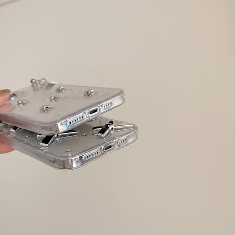 ガールズに人気 iPhone15/15pro/15plusケース リボン/星デコ ラメ入りiphone14/13/12proクリアケース 女子力アップ [M3915]