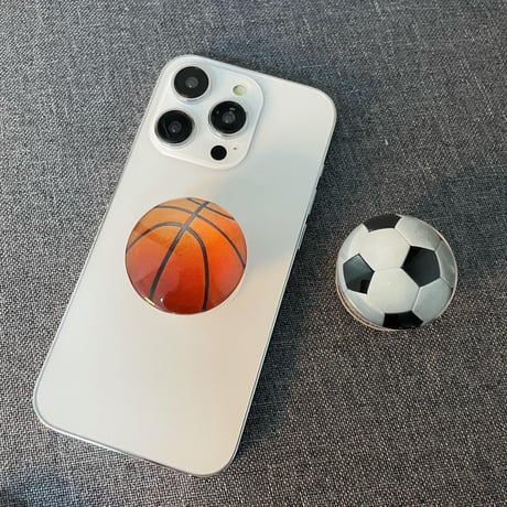 ガラス果物/笑顔/ボール スマホグリップ 全機種対応 折り畳み式グリップトーク 卓上スタンド機能付き 粘着タイプ[M2978]