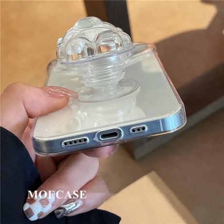 熊グリップ ハート型 iphone13/12promaxケース 透明iphone11/xsmaxカバー  スタンド・リング一体型  オシャレ キラキラ プレゼントにおすすめM1317