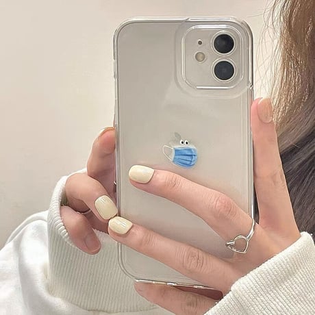 可愛いマスク iphone13mini/13promaxケース  クリア iphone12/11promaxカバー  面白い 耐衝撃 シンプルM998