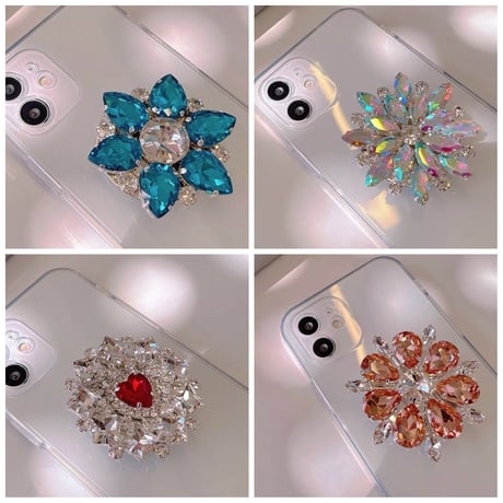 おしゃれ デコ スマホグリップ スタンド ミラー 手作り 鏡ポップソケット ダイヤモンド  芸能人愛用  落下防止 綺麗M501