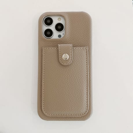 カードポケット付 アイフォン14/14promaxケース ICカード3枚収納 iPhone13mini/12/11proカバー レザー シンプル 高級感 実用 [M2460]