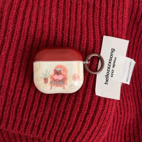 Bear Airpods 4ケース 熊キーホルダー Airpods3/2カバー Airpodspro2/pro リング めっちゃ可愛い[M5016]