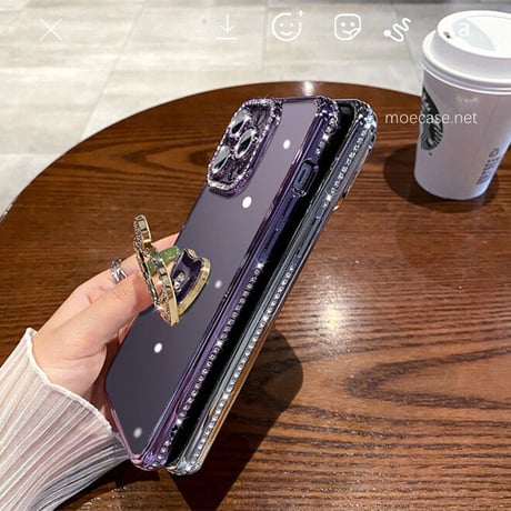 ジュエリーアップルリング iphone14/14Promaxケース  レンズフイルム付 iphone13/12/11カバー  おしゃれキラキラ ギフトにおすすめ  [M2544]