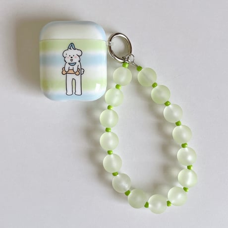 淡色系猫/犬ちゃん AirpodsPro3ケース  ビーズストラップ Airpods4/3カバー pro2/Pro1ケース 可愛い お揃い[M6482]
