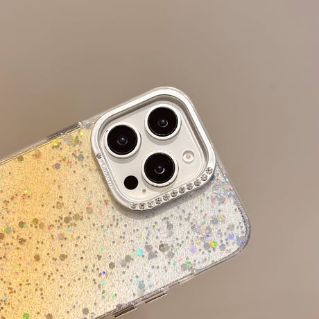 春におすすめ iPhone16pro/16ケース キラキララメ ジュエリー iPhone15Pro/13/14カバー グラデーションカラー 可愛い [M5091]