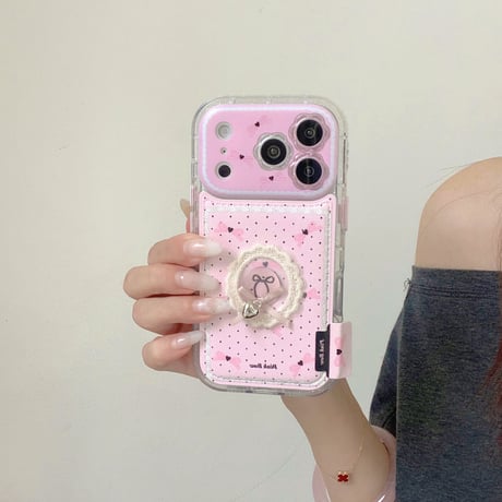 花型カメラカバー iPhone17Pro/17ケース 皮っぽい 刺繡リボン iPhone17ProMax/16ケース  頑丈可愛い ギフトにおすすめ[M5760]
