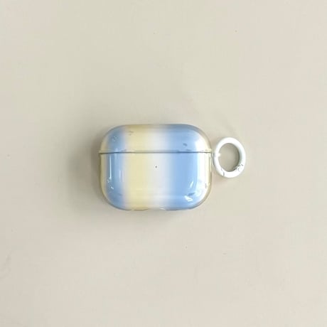 グラデーションカラー Airpods 4ケース ブルー/イェロー Airpods3/Pro2ケース airpodspro2カバー  リング付 シック 淡色系[M5245]