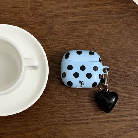 韓国風 Airpods4ケース 水玉模様 AirpodsPro2ケース airpods3/2カバー  かわいい ハートキーチェーン付 シック [M5322]