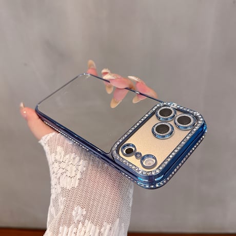 ジュエリーミラー iPhone17Pro/17ケース メタリックカラー iPhone16/15ProMax/14ケース ラグジュアリー感 キラキラライン 大人気 レンズ保護[M6234]