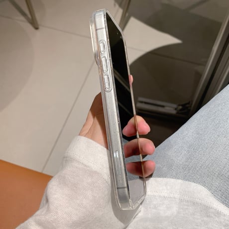 ラベンダーに合う iPhone17ケース リボン キラキララメ iPhone17Pro/16/15カバー クリア 女子力アップ [M6037]