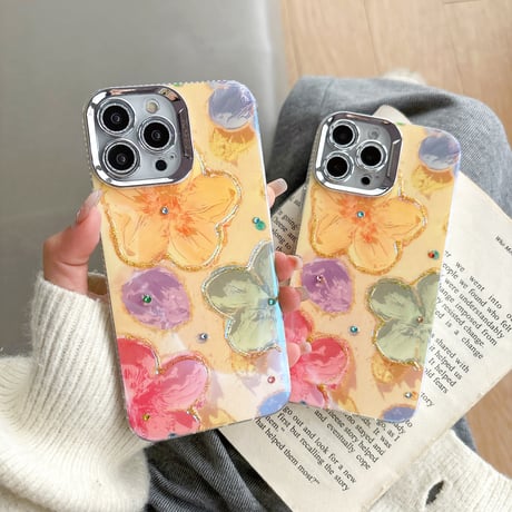 油絵の花 iPhone15/15proケース 美しい iPhone14promax/13pro/12ケース 艶感 春夏コーデ [M4139]