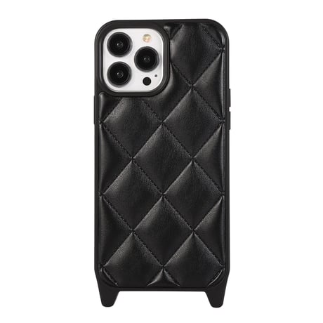 ショルダーストラップ付 iPhone15/14proケース キルティングデザインアイフォン13/12proカバー 上品 5色 [M3500]