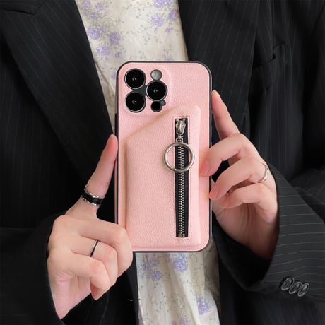 小銭入れ付き iPhone14pro/14ケース リング付き  アイフォン13/12/11カバー シンプル  レザー製 全面保護 人気 シック 便利[M3252]