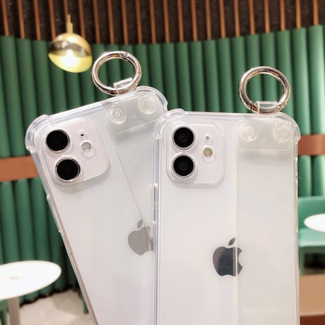 ベルト/リング一体型 iphone13/12miniケース   透明系 四角耐衝撃  iphoneSE2/11proカバー  多機能 スタンド  シンプル風 使いやすい[M1651]