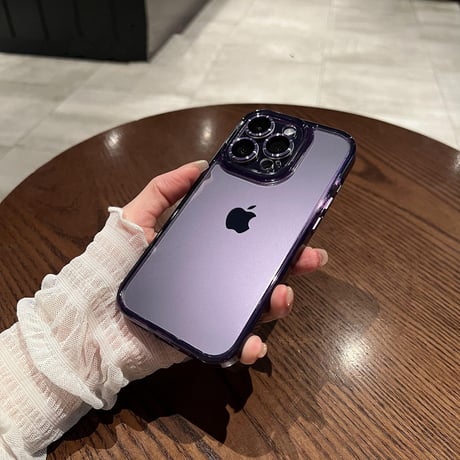 iPhone15pro/15promaxクリアケース ガラスレンズフィルム付 高透明度 黄ばまない[M3469]