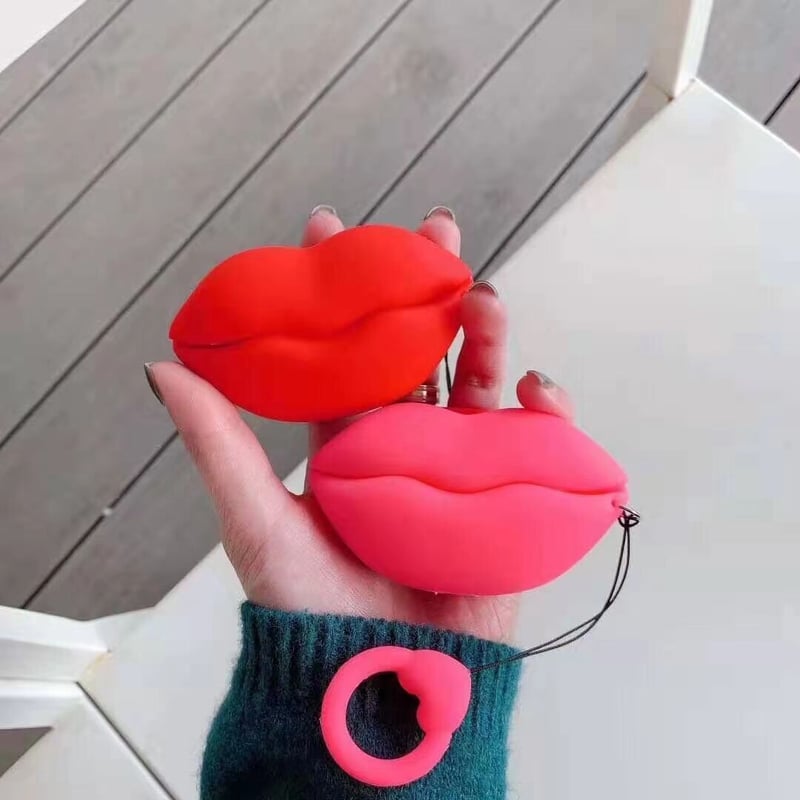 くちびる airpodsproケース 紅唇 airpodsカバー リング付き 個性
