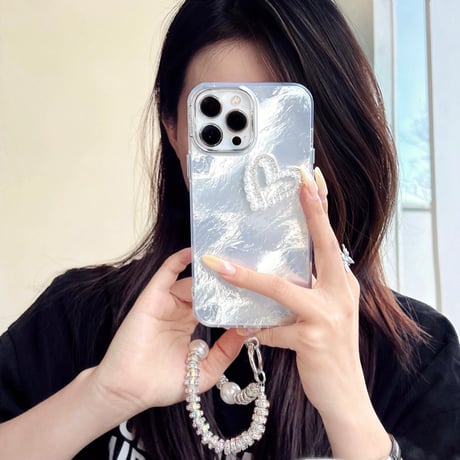 キラキラ iPhone15/16proケース パープストラップ付 アイフォン14プロ/13/12カバー 綺麗 女子力アップ [M4567]