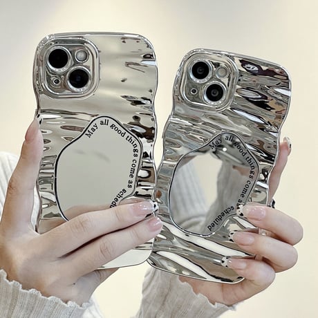 うねうねミラー iphone15/15proケース  丈夫 アイフォン14/13/12Proカバー  高級感シック ギフトにおすすめ[M3638]