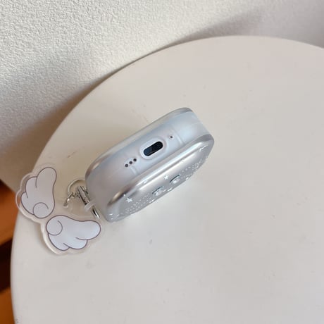 天使の翼 Airpods Pro3 ケース ダイヤデコ Airpods 4/3カバー  エアポッズプロ2  キーホルダー メッキ [M6029]