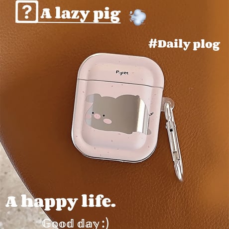 Airpods 4(第四世代)ケース 鏡付き豚  めっちゃ可愛い AirpodsPro2/Pro1カバー  エアポッズ3/2 カラビナ付き ギフトに最適[M4688]