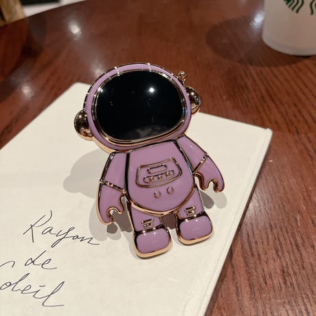 メッキ宇宙飛行士 スマホグリップ   可愛い グリップトーク  スマホリング  落下防止 卓上スタンド機能 可愛い  便利多機能 艶あり[M2121]