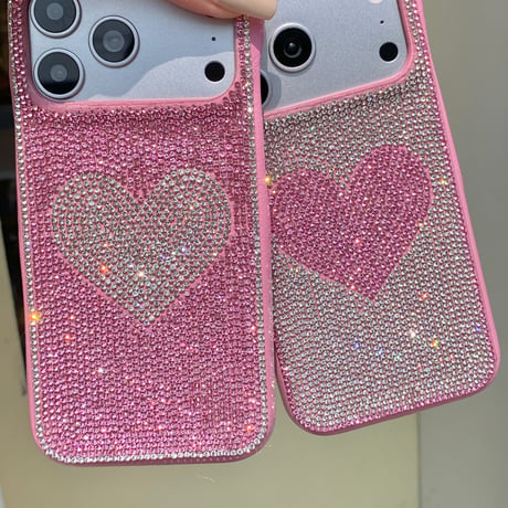 ダイヤデコ iPhone17pro/17ケース ハート iPhone16promax/15pro/14ケース  女子力高い キラキラ感たっぷり[M6198]