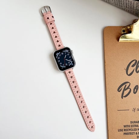 本革 Apple watchベルト 透かし彫り ハート アップルウォッチバンド Ultra series8 7 6 5 4  3 2 SE SE2 高品質高級感[M4885]