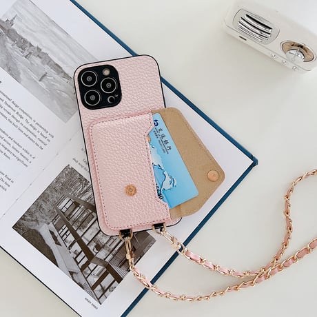 iPhone16/16Proケース ショルダー カード収納 iPhone15Pro/14/13カバー 革製 おしゃれ [M4617]