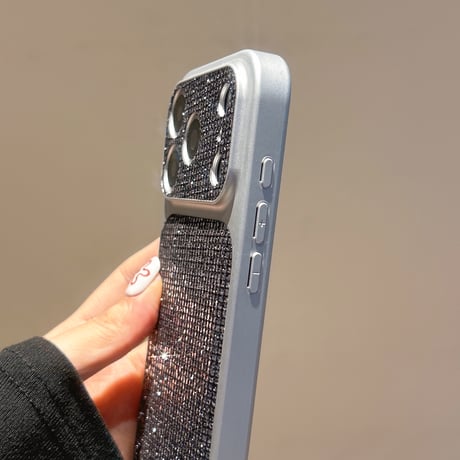 キラキラグリッター iPhone17Pro/17ケース クリスタルストラップ iPhone17promax/16/15proケース  大人可愛い カメラカバー付[M5892]
