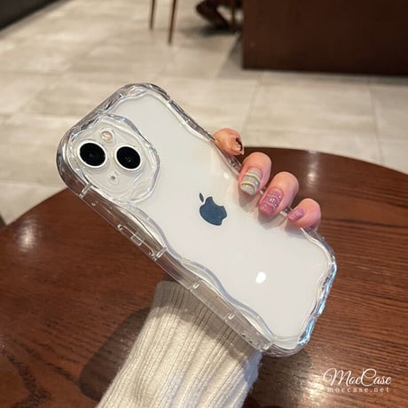 クリアiPhone15/14proケース 波紋枠レンズカバー アイフォン13/12pro/11カバー 透明 全面保護 落下防止 [M2835]