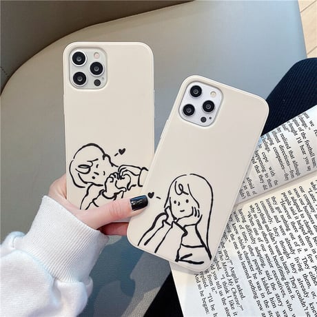 カップルペア iphone14/13promaxケース お揃いgirl/boy iphone12/11promaxカバー シンプル 漫画 使いやすい  [M2202]