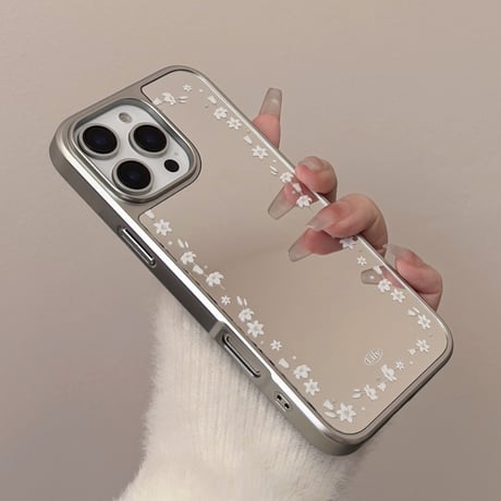 ユリの花 ミラーiPhone16/16proカバー エレガント アイフォン15pro/14/13proケース 大人可愛い 女子力UP 春夏におすすめ[M5139]