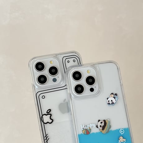 動くパンダ/アップル iPhone15/15proケース 液体入り アイフォン14プロ/13/12mini/11カバー 面白いギフト[M4544]