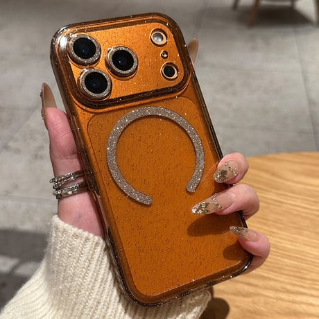キラキラレンズカバー iPhone17/17プロケース MagSafe対応 ラメ iPhone17Promax/16Pro/15ケース クリアケース 耐衝撃頑丈[M6053]