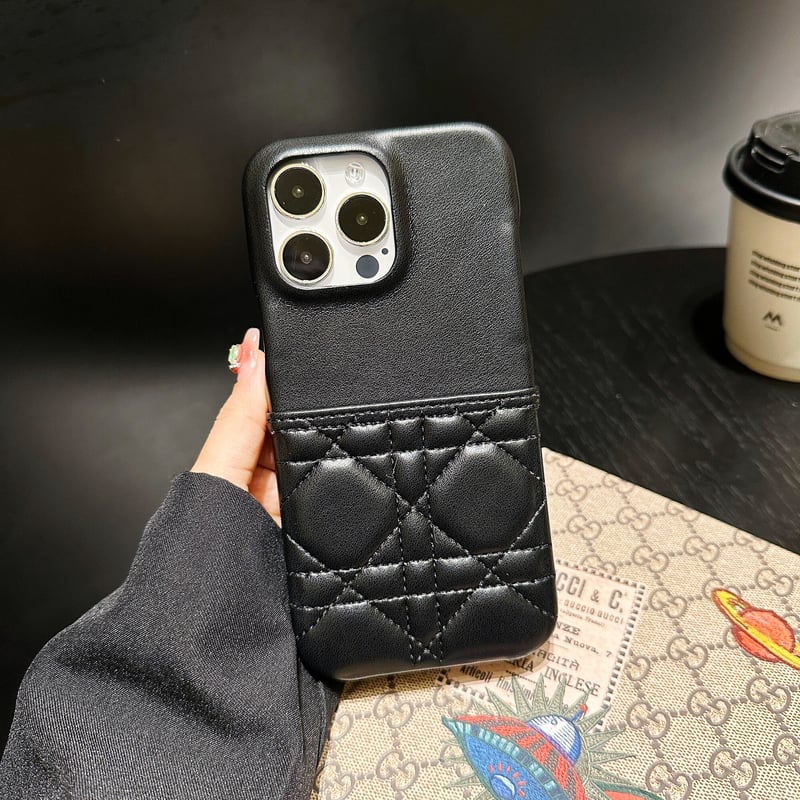 ディオール iPhone15pro カバーケース　キルティング　ブラック Dior ディオール アイフォン14pro max/16 15 proケースiphone15