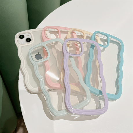 【iPhone16対応】波デザインの枠 iphone15/14/13/12promaxケース  耐衝撃 クリア iphone11/XSMAXカバー  頑丈 耐久性 人気品[M1732]