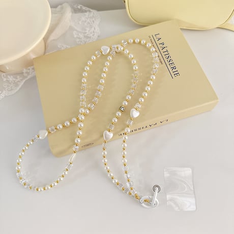 可愛い ショルダーストラップ クリスタル パール 肩掛け 可愛い おしゃれ キラキラ  長いストラップ  女子に人気[M4134]