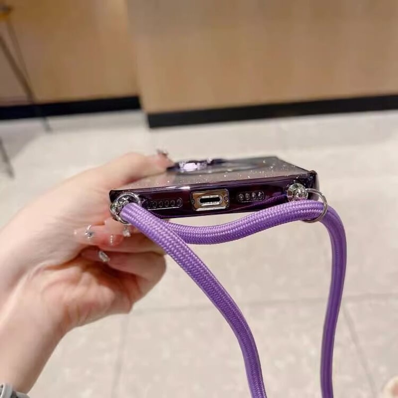 ショルダー iPhone16/15proケース MagSafe対応 ハート柄 キラキラ iph