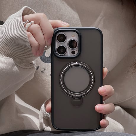 iPhone16Pro/15ProMaxケース MagSafeリングスタンド付き 指紋防止 耐衝撃 多機能便利 14/13/12pro[M3538]