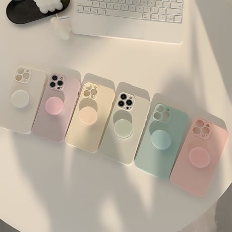 淡色 iPhone14/13カバー グリップ付 シンプル風 アイフォン12pro/11ケース  全面保護 シック トレンドファッション[M3263]