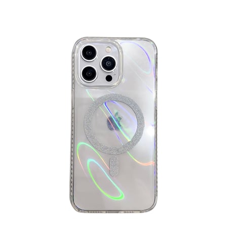 オーロラカラー光る iPhone15pro/15promaxケース MagSafe対応黄ばまない 高透明iphone14pro/13promaxカバー 丈夫 [M4155]