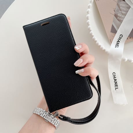 手帳型 iphone14/15proケース  レザー 高品質 iphone13mini/12/11カバー  ストラップ付 カード/お札/写真収納 スタンド[M3129]