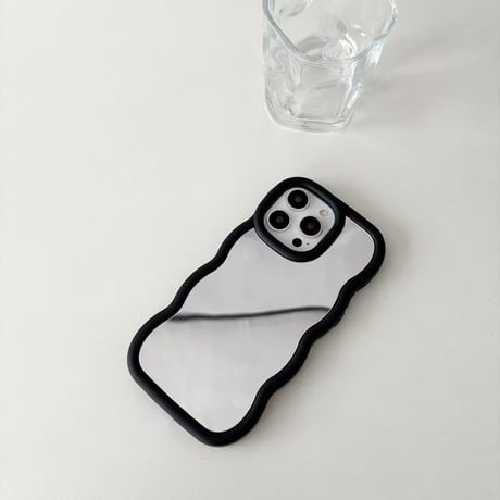 うねうねミラー iPhone16pro/15ケース 淡色系 iPhoneSE/14/13Promax/12/11カバー  使いやすい おしゃれ[M5284]