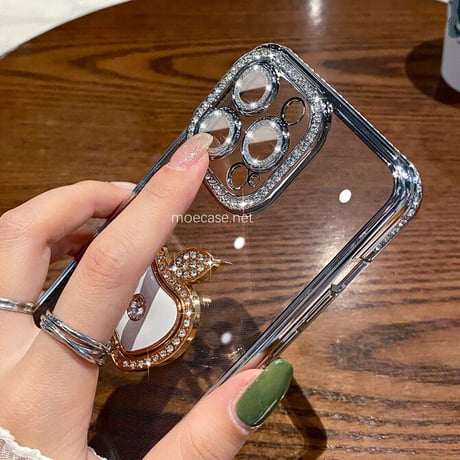 ジュエリーアップルリング iphone14/14Promaxケース  レンズフイルム付 iphone13/12/11カバー  おしゃれキラキラ ギフトにおすすめ  [M2544]
